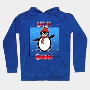 Let It Snow Christmas Penguin Funny Art Hoodie